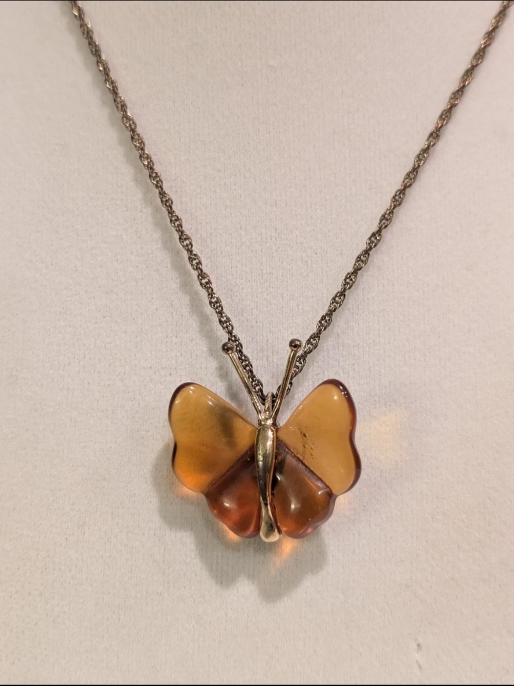 Vintage Avon Brown Butterfly Necklace Pendant